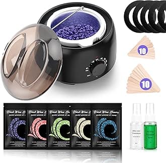 TIKESI Waxing Kit - Wax Warmer for Hair Removal, Hard Wax Kit with 14.1oz 5 Bags Hard Wax Beans for Full Body, Legs, Face, Eyebrows, Bikini, Brazilian Waxing Kit for Women Men