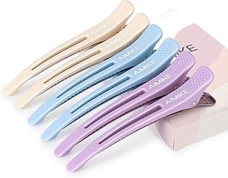 AIMIKE6pcs Hair Clips for Styling Sectioning, Anti-Slip No-Crease Duck Billed Hair Clips with Silicone Band, Colorful Hair Roller Clips, Salon and Self Hair Cutting Clips for Hairdresser, Women, Men