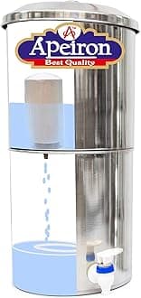 Apeiron Purifier Water Filter With 2 Candle - 18 Litre ,Candle Filter, Silver