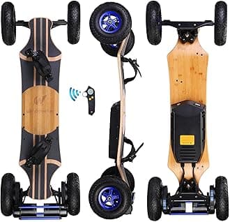Electric Skateboard with LCD Remote Control，V5 & G5 & Off-Road Electric Longboard with Light for Adults, 1650W Dual Motor, 27 MPH & 18 Miles Range, 7+2+2 Maple and Fiber Glass Up to 330 lbs