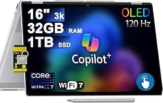 HP OmniBook 7 Flip 16 2-in-1 Professional Business Laptop 16" 3k OLED Touch Intel 8-core Ultra 7 Series 2 258V (Up to 47 Tops) 32GB RAM 1TB SSD 5MP IR Camera Wi-Fi7 w/Pen Win11 ICP Hub/Copilot+ AI