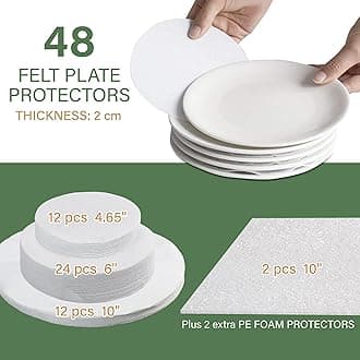 LotFancy China Storage Containers, Quilted 5-Piece Set Storage Box, Chinaware Dinnerware Dish Plate Mug Cup Storage Case, 48 Felt Protectors, Cardboard Dividers Included