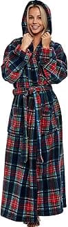 Alexander Del Rossa Plush Fleece Robe for Women, Long Hooded Bathrobe with Hood, Plus Size