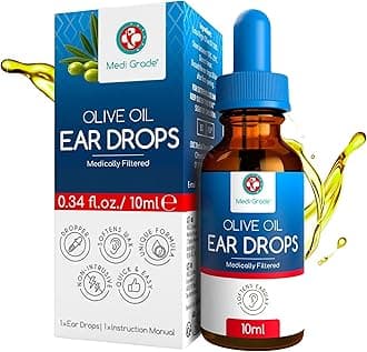 Medi Grade Olive Oil Ear Drops for Wax Removal and Blocked Ears, 10ml - 100% Natural Ear Wax Removal Drops with Pipette Dropper Softens and Removes Hardened Earwax Buildup - Advanced Ear Wax Drops