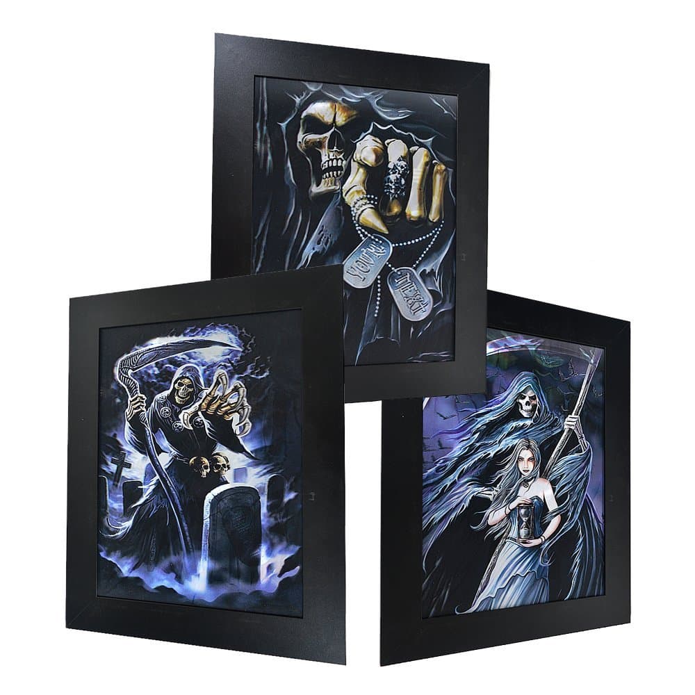 White Deer 3D Lenticular Framed Dead Evil Picture - Graveyard Skull