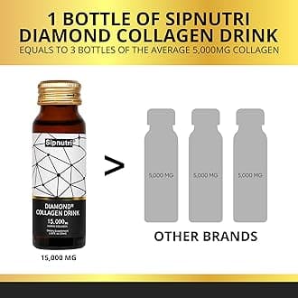 Diamond Liquid Collagen Drink, 15000mg Marine Collagen Peptides, Hair Skin Nail and Joint Support, 50ml x 10 Bottles