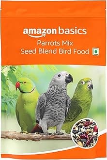 Amazon Basics Mix Seed Bird Food for Parrots, African Grey Parrot, Sun Conure, Macaw, Lovebird & Alexander | Bird Food for All Life Stages (1 kg)