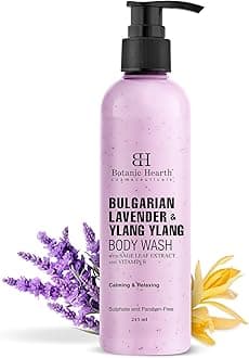 Botanic Hearth Bulgarian Lavender Body Wash with Ylang Ylang, Vitamin E & Sage Leaf | Calming Body Wash Shower Gel for Women and Men | Sulphate & Paraben Free | 245ml
