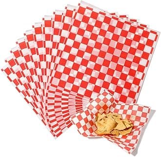 Fit Meal Prep 12x12" Deli Wax Sheets Sandwich Wrap Paper - Red and White Checkered Food Basket Liners, Grease Resistant for Restaurants, Barbecues, Party, Picnics, Kids Meal, Outdoor Fairs, 250 Sheets