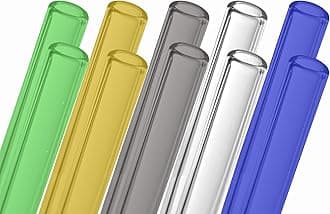 AOMI Glass Blowing Tubes, 10pcs 8inch Long Multi-color OD 12mm 8mm ID 2mm Wall Thickness Borocilicate Glass Tubes for Cut Art DIY Blue Yellow Grey