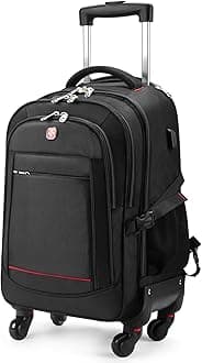 star cloud 4-Wheel Rolling Backpack 45L (22x14x9 in): 17.3-Inch Roller Travel Laptop Backpack for Business, Water-Resistant Carry-On Luggage, Airline Approved Suitcase for Travel and Commuting
