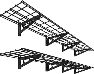 FLEXIMOUNTS 12-inch-by-72-inch Wall Shelf Garage Storage Rack Wall Mounted Floating Shelves,1x6ft,Black, 2-Pack