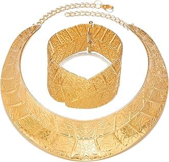 Gold Necklaces for Women Chunky Gold Silver Choker Necklace Statement Egyptian Jewelry for Women Men Gold Costume Jewelry Sets Accessories Gift