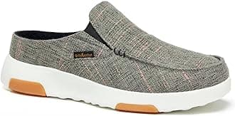 OrthoComfoot Women's Orthopedic Slip-On Loafers Walking Shoes: Comfortable Arch Support Slippers for Plantar Fasciitis, Casual Canvas Orthotic Mule Clogs for Foot Heel Pain Relief