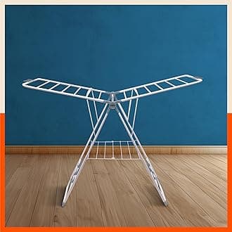 Bathla Foldable Clothes Drying Stand - Neo | 26 Drying Rails - 45 Feet Drying Length | Lightweight, Alloy Steel | Grey | 2 Year Warranty