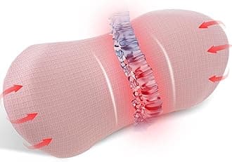 Lumbar Support Pillow - Memory Foam Lumbar Pillow for Low Back Pain Relief, Ergonomic Streamline Lumbar Pillow for Car Seat, Office Chair, Recliner and Bed (Pink)