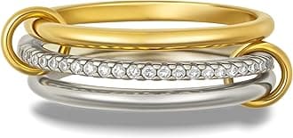 Stackable Rings for Women, Multicolored Connected Ring Set, Gold Silver Multi-Link Connected Ring, Stackable Cubic Zirconia Rings Set