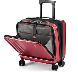 16" Carry on Luggage with 2 Laptop Compartments, Lightweight Hardshell ABS+PC Suitcase with Dual Control TSA Lock, with YKK Zipper, 4 Spinner Silent Wheels, for Business Travel, Wine Red