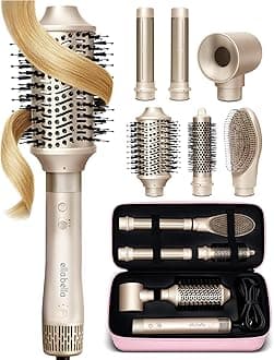 6 in 1 Professional Hot Air Styler • Powerful Hair Dryer & Straightener Set • Styling Without Heat Damage • Fast Drying Curling Volumizing Straightening • Includes Protective Travel Case
