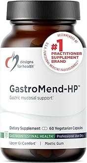Designs for Health GastroMend HP - Gut Mucosa + Microbial Balance Support Supplement with Mastic Gum, DGL Licorice + 'Vitamin U' - May Help Occasional Bloating or Upset Stomach (60 Capsules)
