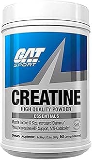 GAT SPORT Creatine Monohydrate Powder, Strength, Brain Health, Anti-oxidant, Endurance, for Men & Women, Unflavored (60 Servings)