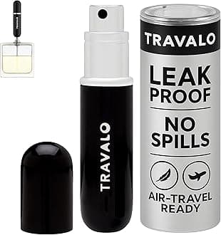 Travalo Classic HD Perfume Atomizer - Leak-Proof and TSA Approved for Air Travel - Reusable, Airtight, Easy-Fill Mini Pump Sprayer - Lightweight, Elegant Design w/Volume Window - Black 0.17oz
