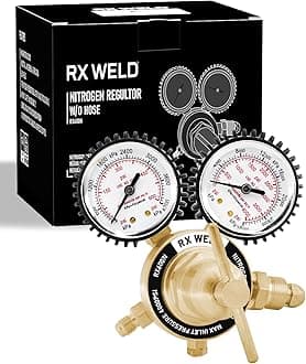 RX WELD Nitrogen Regulator with 0-600 PSI, CGA580 Inlet, Delivery Pressure Equipment Brass Inlet Outlet Connection Gauges
