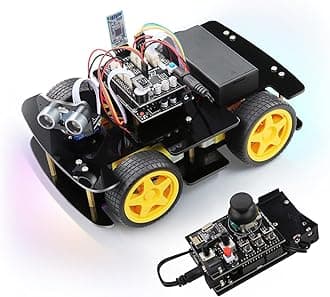 Freenove 4WD Car Kit with Remote (Compatible with Arduino IDE), Line Tracking, Obstacle Avoidance, Ultrasonic Sensor, Wireless Control Motor Servo