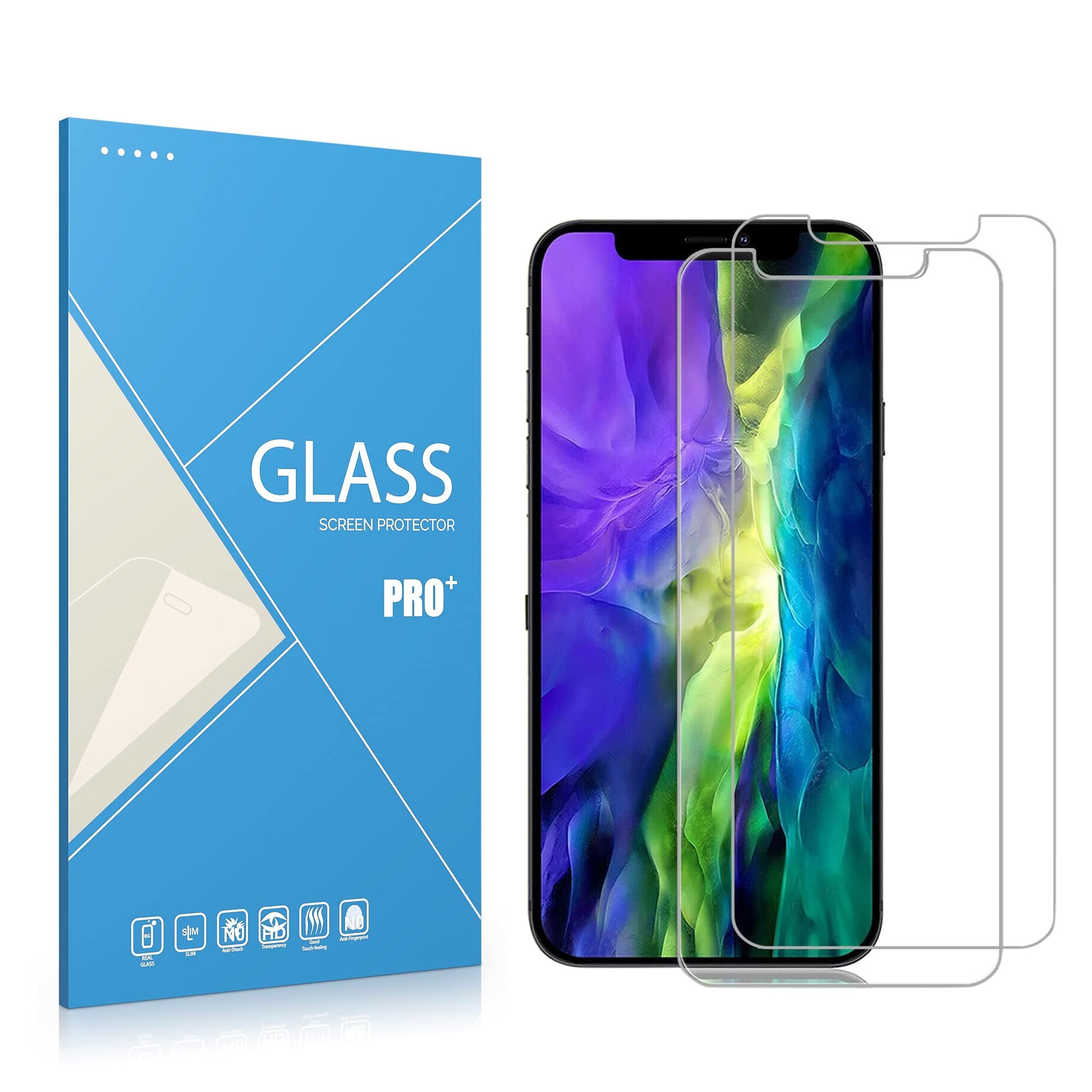 Tech Protect [2-Pack Screen Protector for iPhone 12 & iPhone 12 Pro, Tempered Glass Film, 6.1 Inch, Shatterproof, Bubble Free, Case Friendly