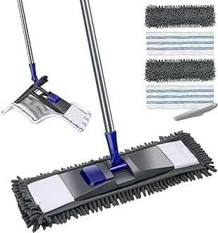 Super Absorbent Microfiber Dust Mop with Telescopic Handle with 4 Pcs 360° mop Head for Floor Cleaning