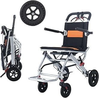 urge medical Portable Folding Wheelchair, Travel Wheelchair with handbrake, Ultra-Light Wheelchair for The Elderly and Children (with Bag)