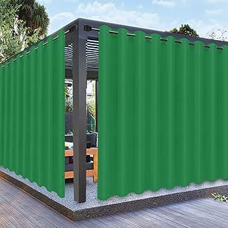 PureFit Outdoor Curtains for Patio Waterproof Weatherproof, UV and Fade Resistant Outside Curtains for Gazebo, Front Porch, Pergola, Sun Blocking Privacy Curtain, 150W x 95L inch, 1 Panel, Green