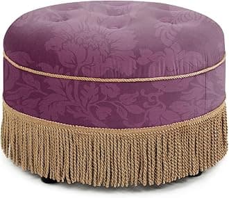 Jennifer Taylor Home Yolanda 24" Round Upholstered Accent Ottoman - Purple Floral