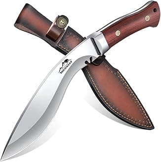 Moontay Fixed Blade Kukri Knife - VG10 Steel Hunting Knife with Sheath, Full Tang Survival Knives with Wood Handle for Bushcraft Camping Fishing Hiking BBQ, Christmas Gifts for Men and Women