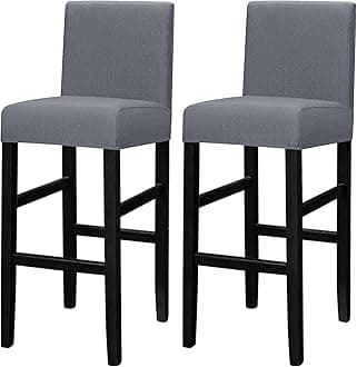 Lellen Bar Stool Covers Set of 2 - Jacquard Bar Stool Covers with Backs - High Stool Chair Covers for Kitchen Dining Room