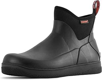 Showave Men's Deck Boots Waterproof Ankle Rain Boots Saltwater Fishing Booties Non-slip Outdoor Rubber Boots