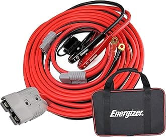 Energizer Jumper Cables, 30 feet, 1 Gauge, 800A, Booster Battery Cables with Permanent Installation kit and Quick Connect Plug for SUV and Trucks with up to 8-Liter Gasoline and 6-Liter Diesel Engines