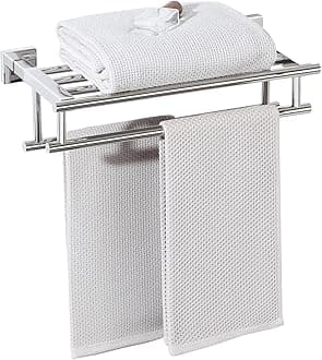 Alise Towel Rack,Towel Hanger Towel Shelf with Double Towel Bars for Bathroom Lavatory,16 Inch SUS 304 Stainless Steel Wall Mount Towel Holder,Polished Chrome