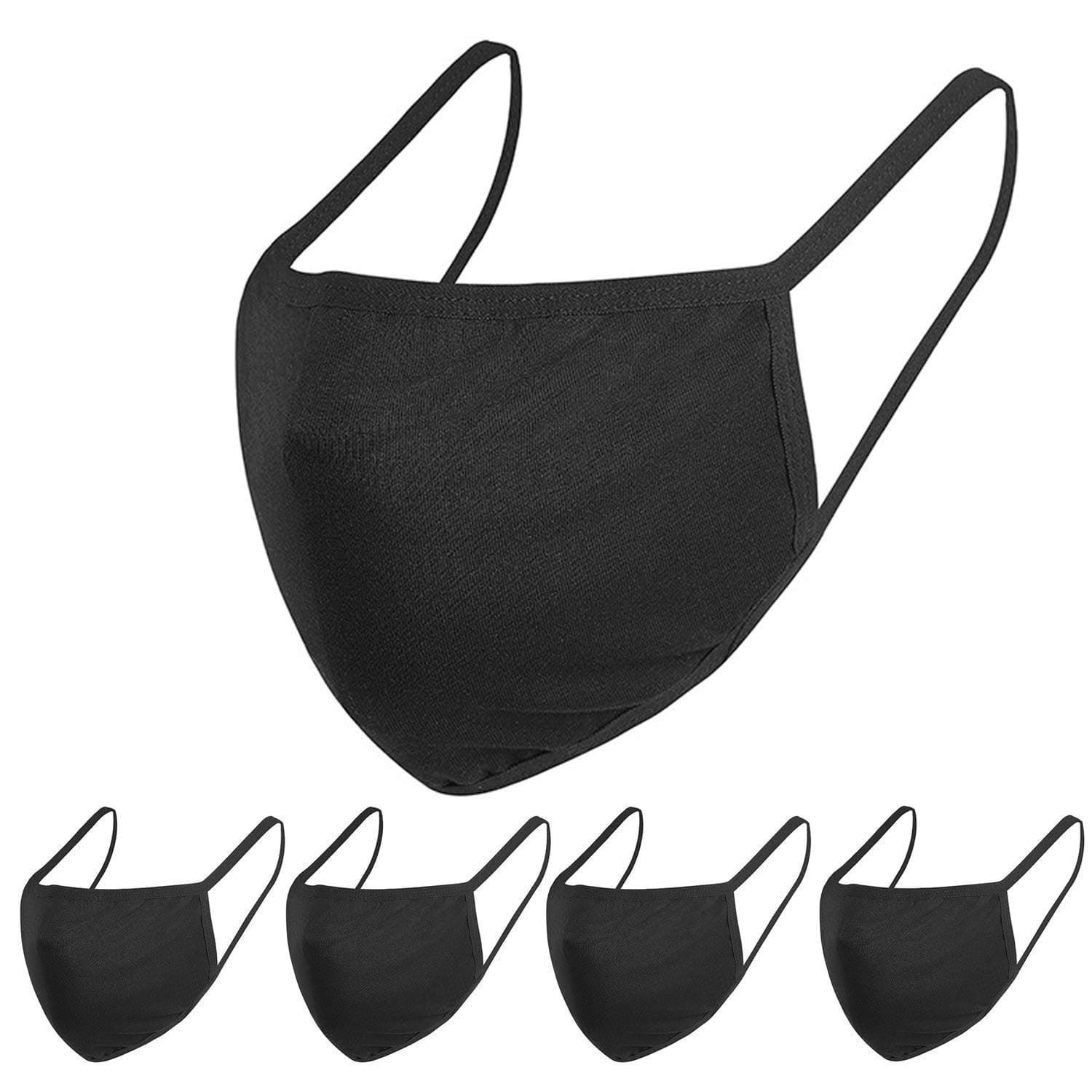 5 Pack Unisex Mouth Mask ,with Comfortable Earloop,Individually Wrapped Black Mask Mask,Black Cotton Face Mask, Washable,Reusable Cloth Masks