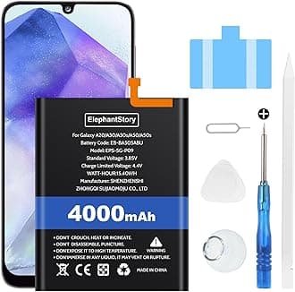 ElephantStory Battery for Samsung Galaxy A50, 4000 mAh New 0 Cycle Model SM-A505U SM-A505U1 SM-A505F with Professional Replacement Repair Kits