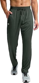 G Gradual Men's Sweatpants with Zipper Pockets Lightweight Mesh Athletic Pants for Men Open Bottom Workout Gym Running