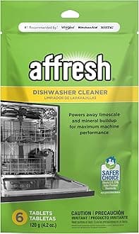 Affresh Dishwasher Cleaner, Helps Power Away Odor Causing Bacteria, Limescale, Mineral Deposits & Grime Inside Pump, Tub & Hoses, 6 Tablets, 6 Month Supply