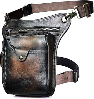 Mens Genuine Leather Outdoor Sporting Hicking Waist Hip Pack Messenger Shoulder Drop Leg Thigh Bag Pouches For Women (211-5 Coffee)