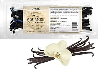 GRELIM 12 Madagascar Vanilla Beans New Season Grade A Whole Vanilla Pods Great for Vanilla Extract and Baking