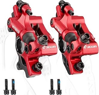 Hycline Zoom Hydraulic Disc Brake Calipers: HB-100 MTB Bike Brake Caliper Front + Rear Set for Mountain, Road Bicycle and E-Bike (Red)