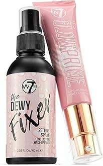 W7 The Fixer Glow Set - Makeup Primer & Setting Spray Duo for Radiant, Dewy Finish - Golden Sheer Coverage, Lightweight & Non-Sticky