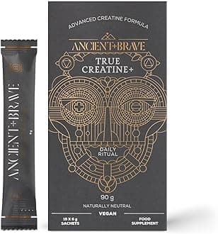 Ancient + Brave - True Creatine+ - Creatine Monohydrate Powder, 90g x 15 Sachets - 100% Pure Creatine Monohydrate for Women - Performance, Strength, Muscle Recovery, Cognition & Wellness
