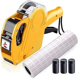 hatisan MX5500 8 Digits Price Tag Gun, Price Gun Kit with 3 Ink Refill Pricing Gun, Premium Label Gun Label Maker Pricing for Office Retail Shop Grocery Store Organization Marking (Yellow)