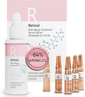 Elemental Care Anti-Aging Facial Treatment Set – Retinol Face Serum 30ml + 5 x 1.3ml Ampoules – Intensive Hydrating & Lifting Care for Mature Skin