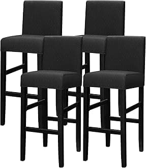 Lellen Bar Stool Covers Set of 4,Stretch Washable Barstool Seat Covers Removable Bar Chair Covers with Backs,Counter Height Bar Stool Chair Covers for Kitchen Dining Room Cafe（Black）